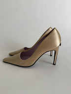 Maud Frizon 90s champagne silk bow heels