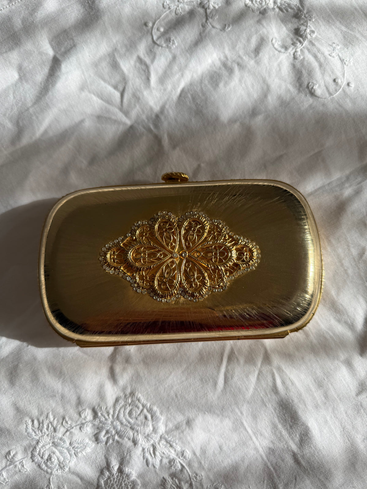 Judith Leiber metal gold clutch vintage 80s 90s