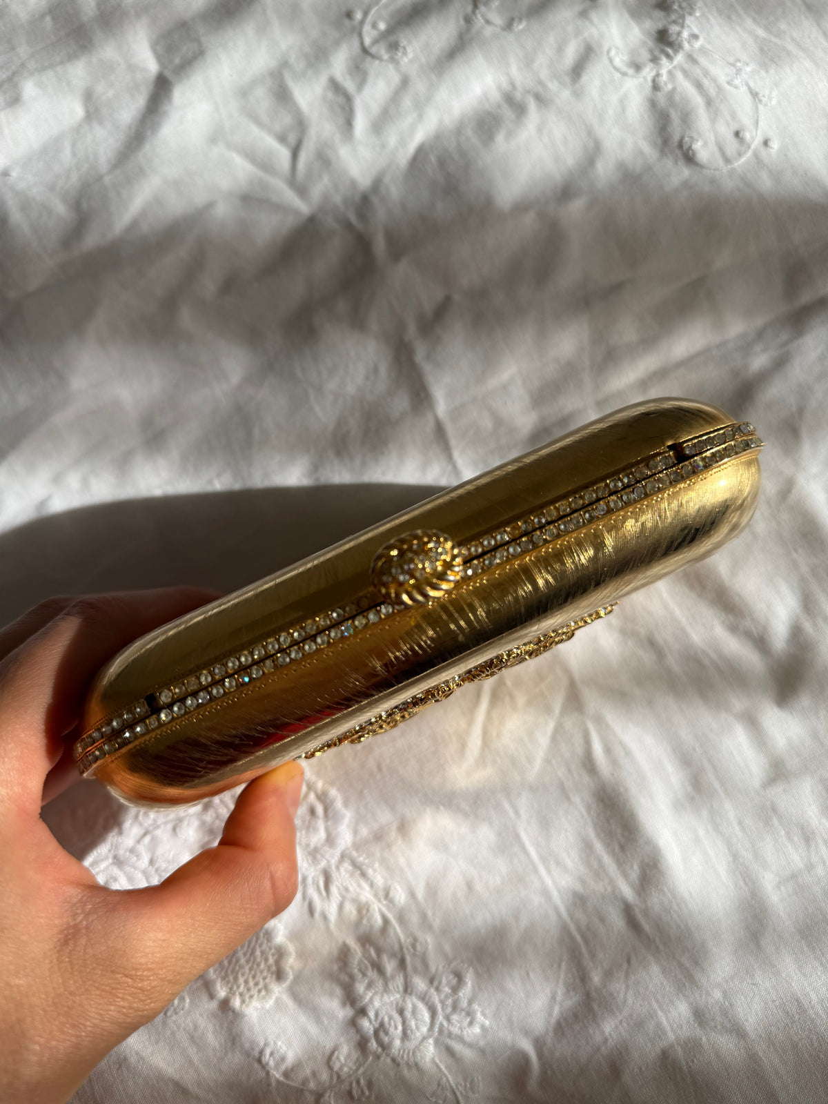 Judith Leiber metal gold clutch vintage 80s 90s