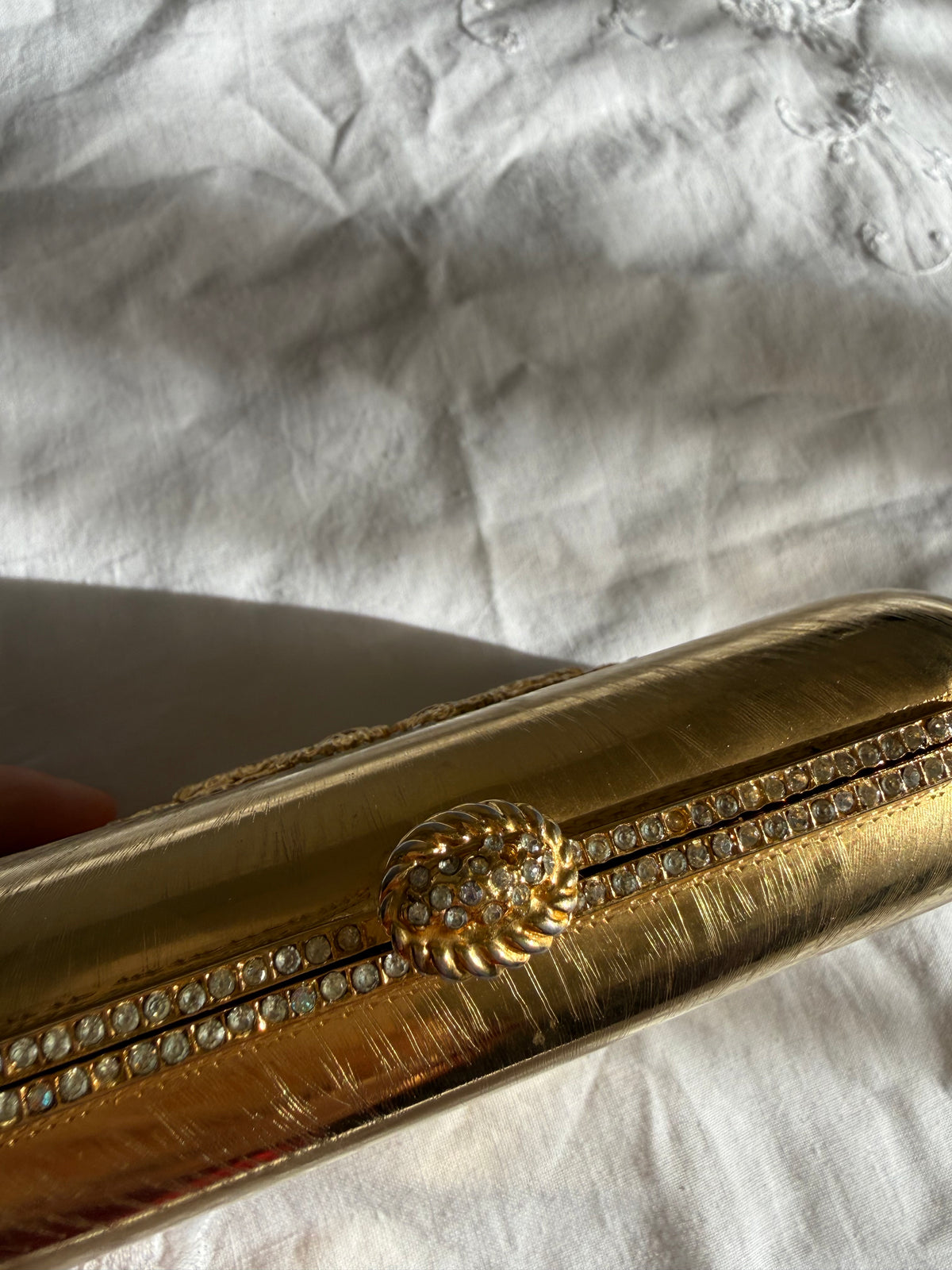 Judith Leiber metal gold clutch vintage 80s 90s