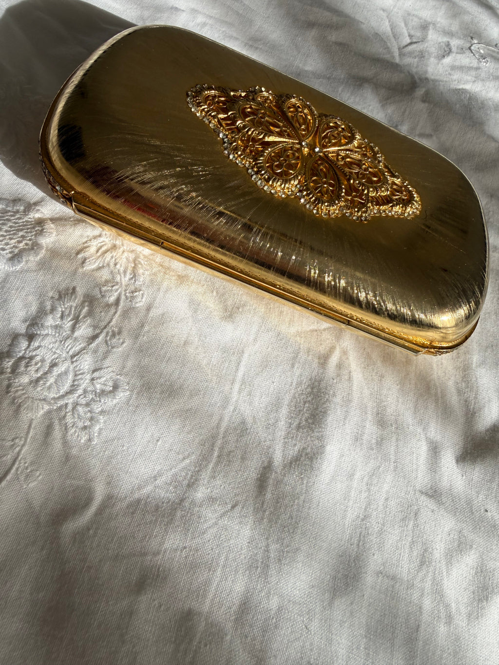 Judith Leiber metal gold clutch vintage 80s 90s
