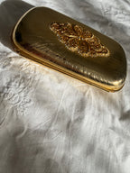 Judith Leiber metal gold clutch vintage 80s 90s
