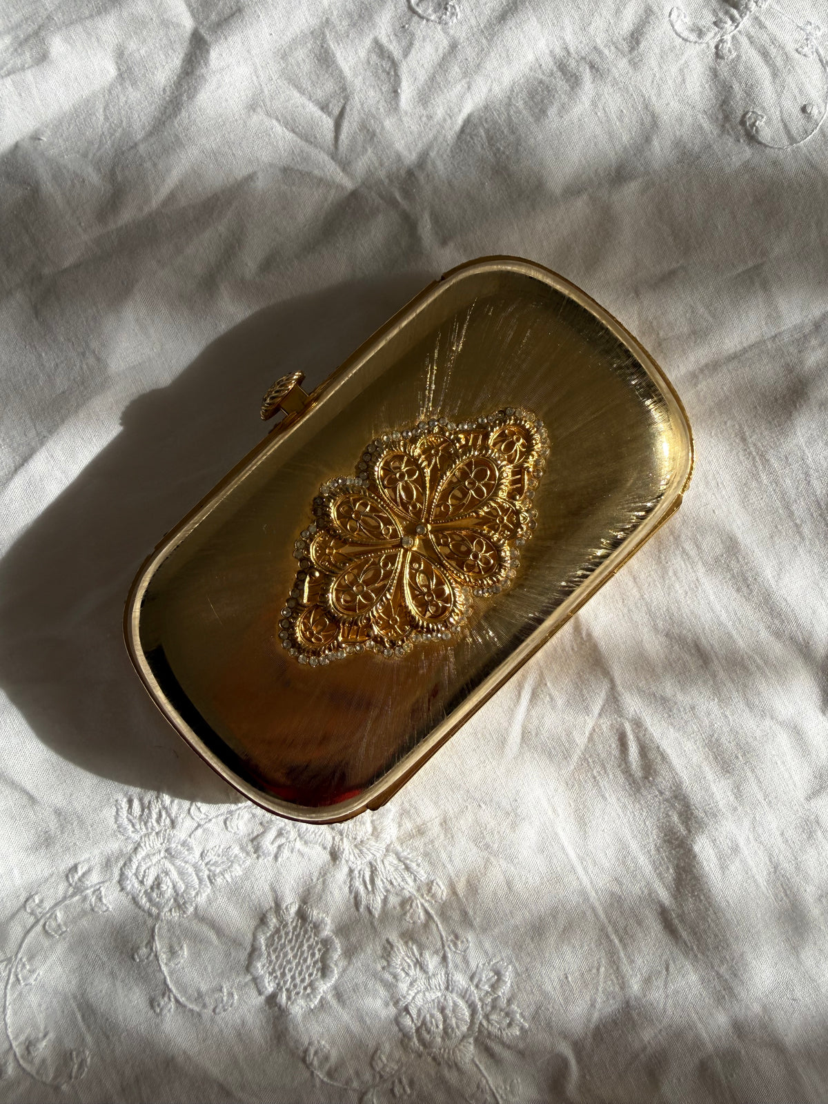 Judith Leiber metal gold clutch vintage 80s 90s