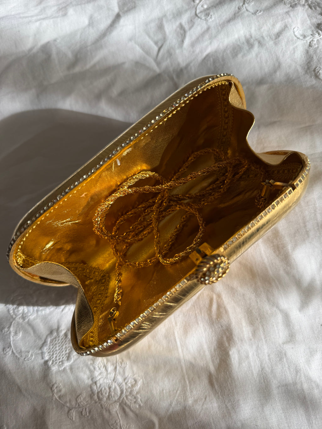 Judith Leiber metal gold clutch vintage 80s 90s