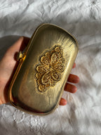 Judith Leiber metal gold clutch vintage 80s 90s