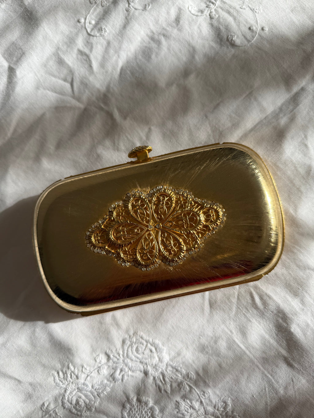 Judith Leiber metal gold clutch vintage 80s 90s
