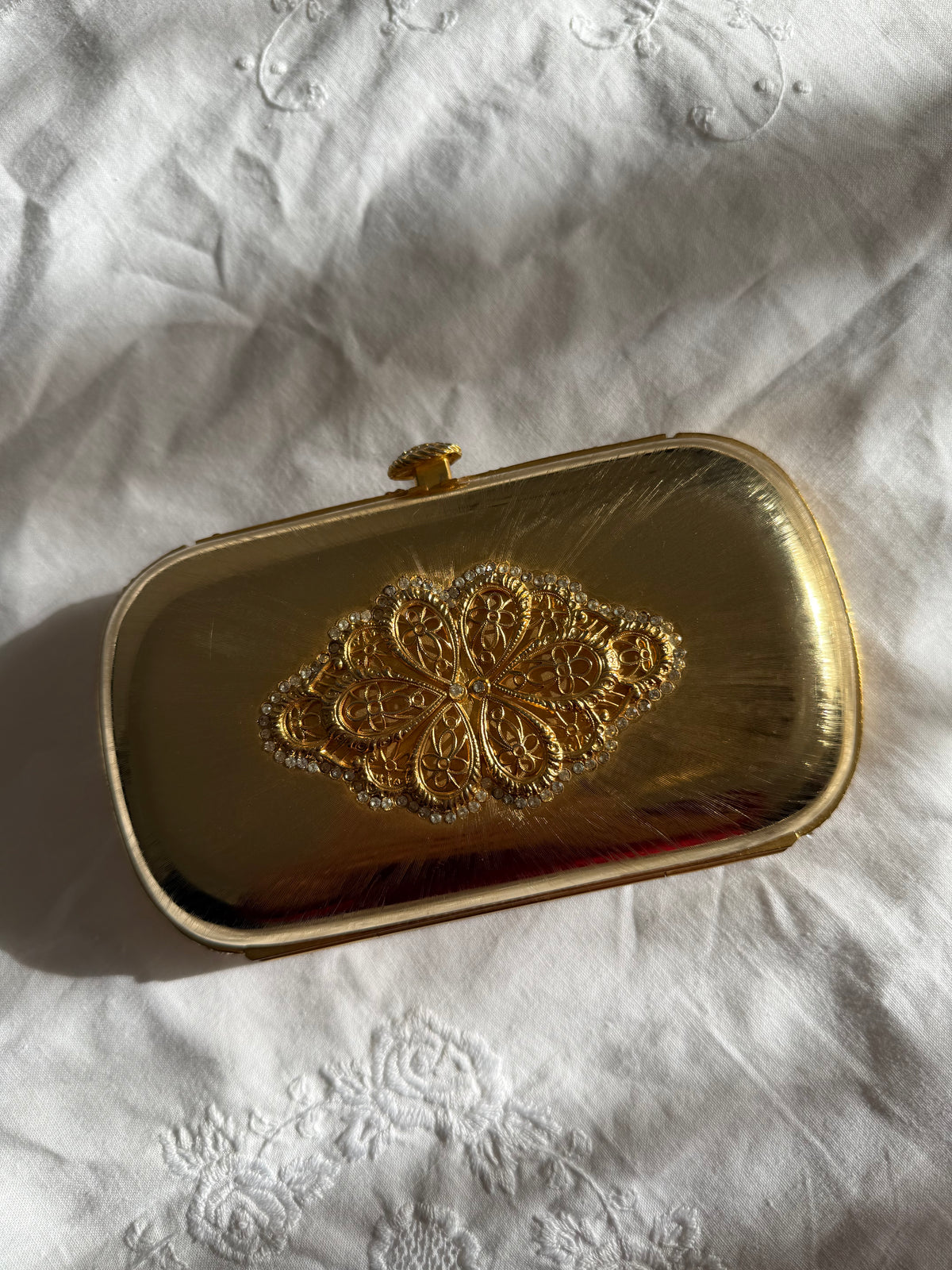 Judith Leiber metal gold clutch vintage 80s 90s