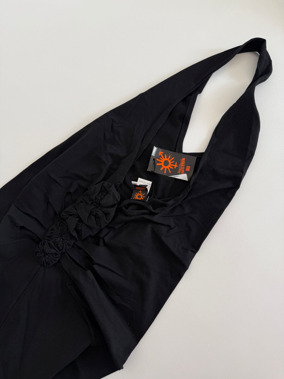 Jean Paul Gaultier long black cut-out dress early 2000s