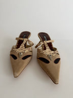 Mules suede python print