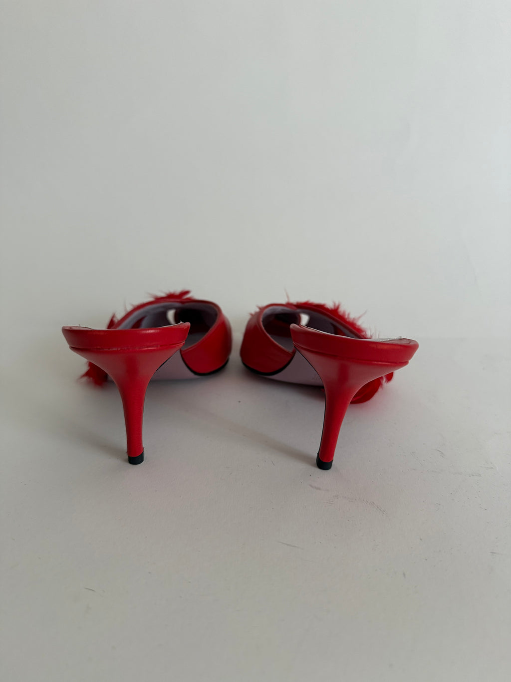 Maud Frizon red feathers mules