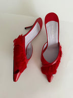 Maud Frizon red feathers mules