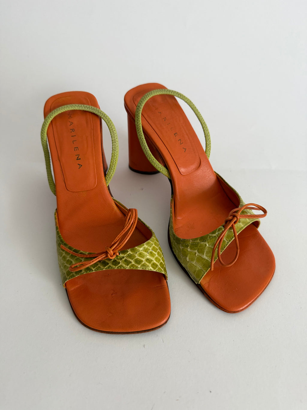 Sandals python leather green