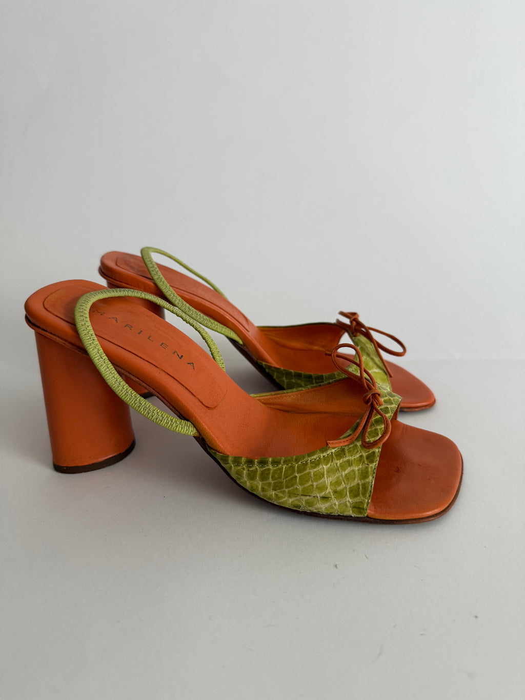 Sandals python leather green