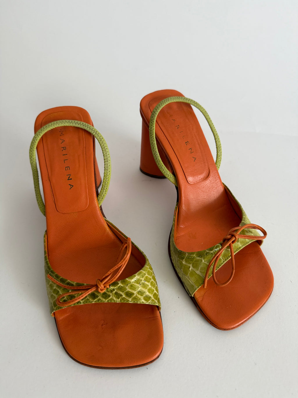 Sandals python leather green