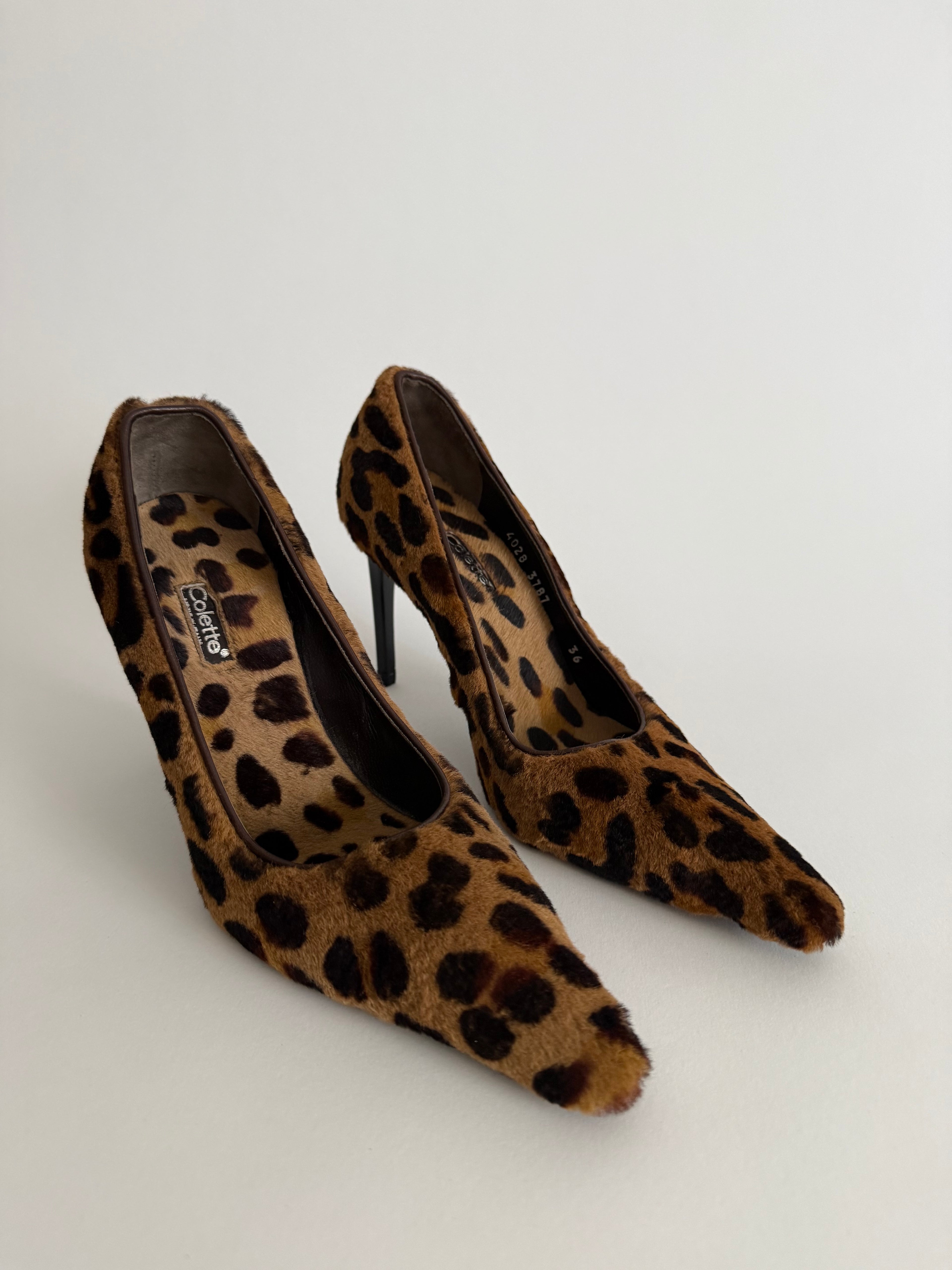 Collette vintage fur leopard heels