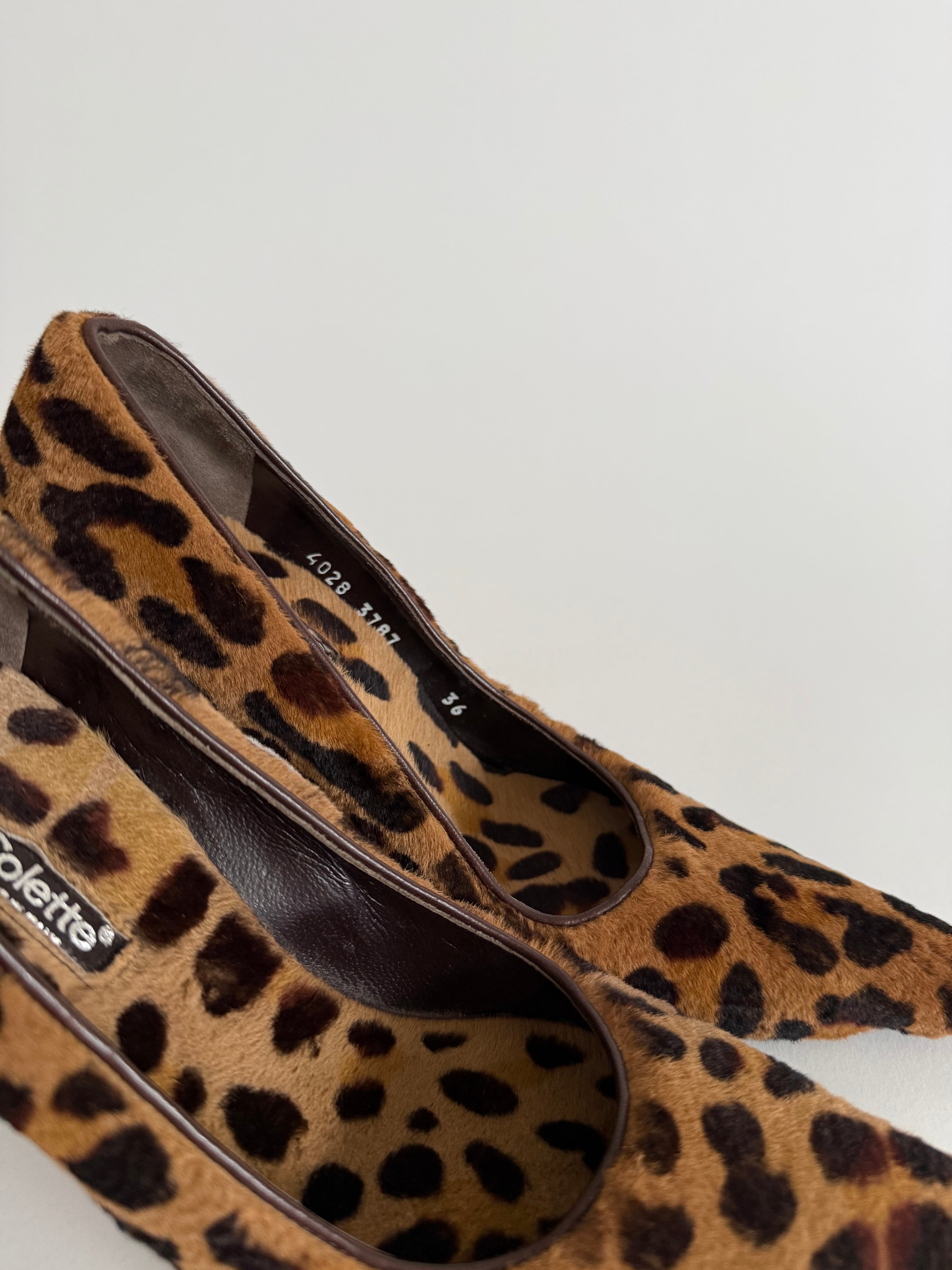 Collette vintage fur leopard heels