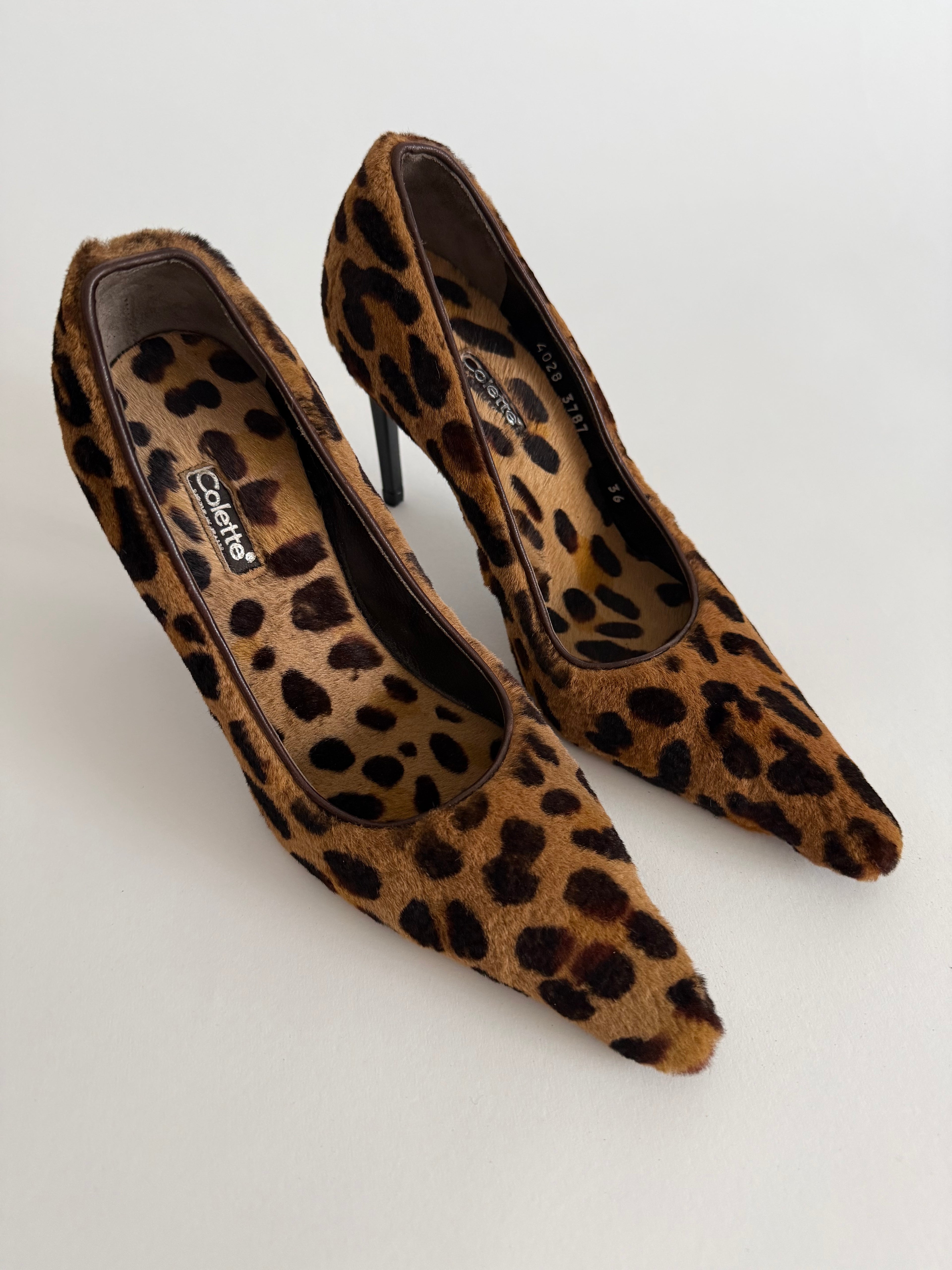 Collette vintage fur leopard heels
