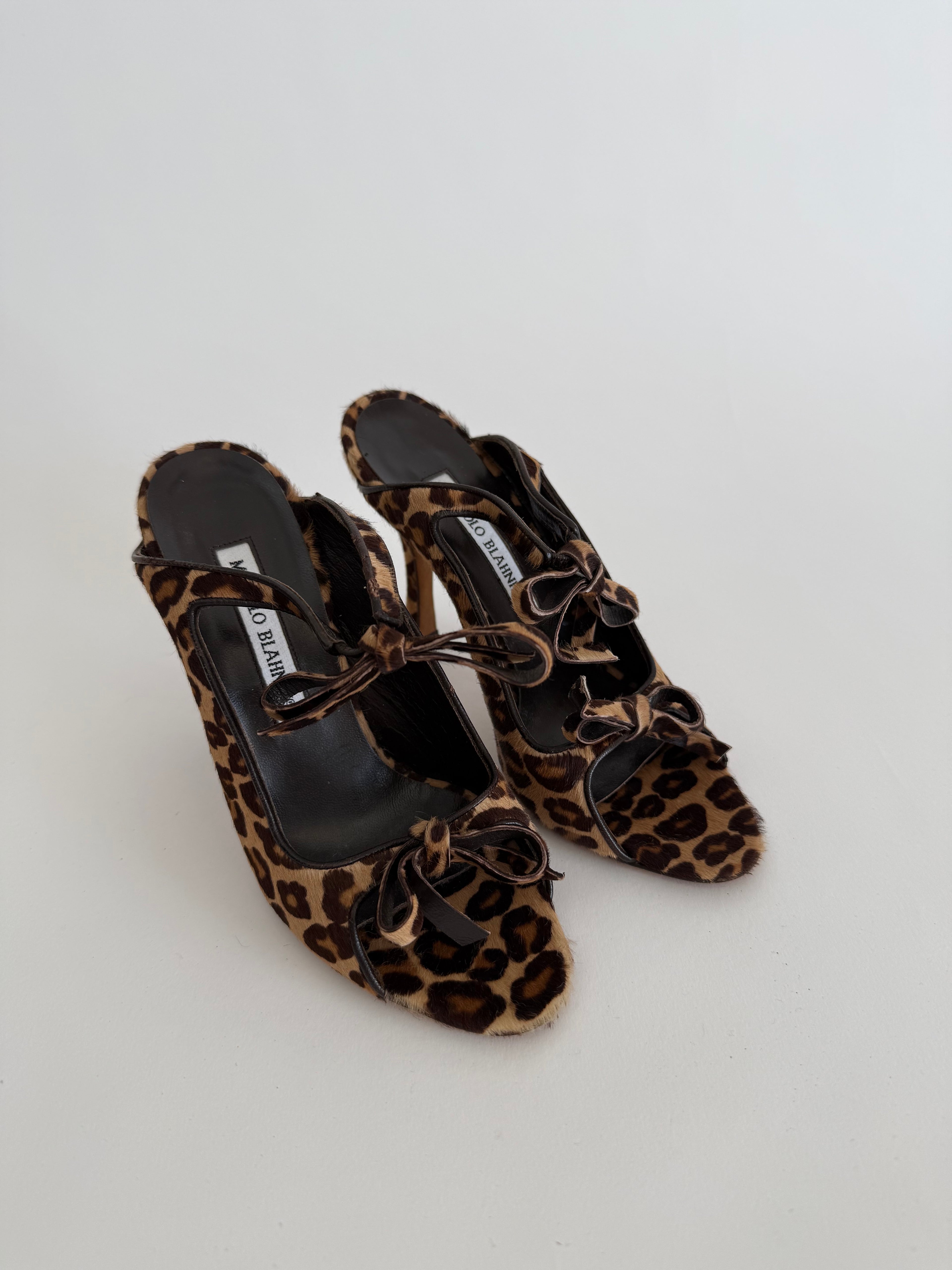 Manolo Blahnik leo heels cavallino