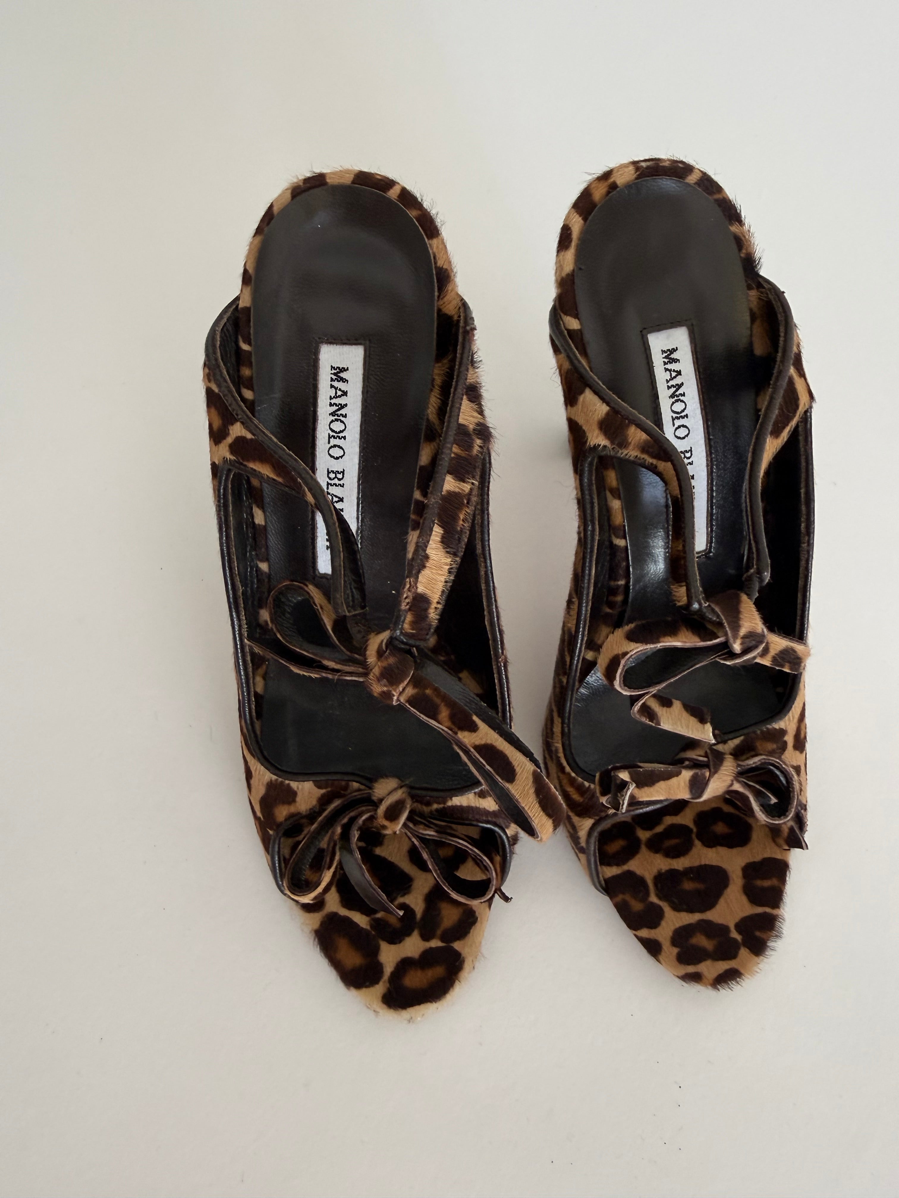 Manolo Blahnik leo heels cavallino