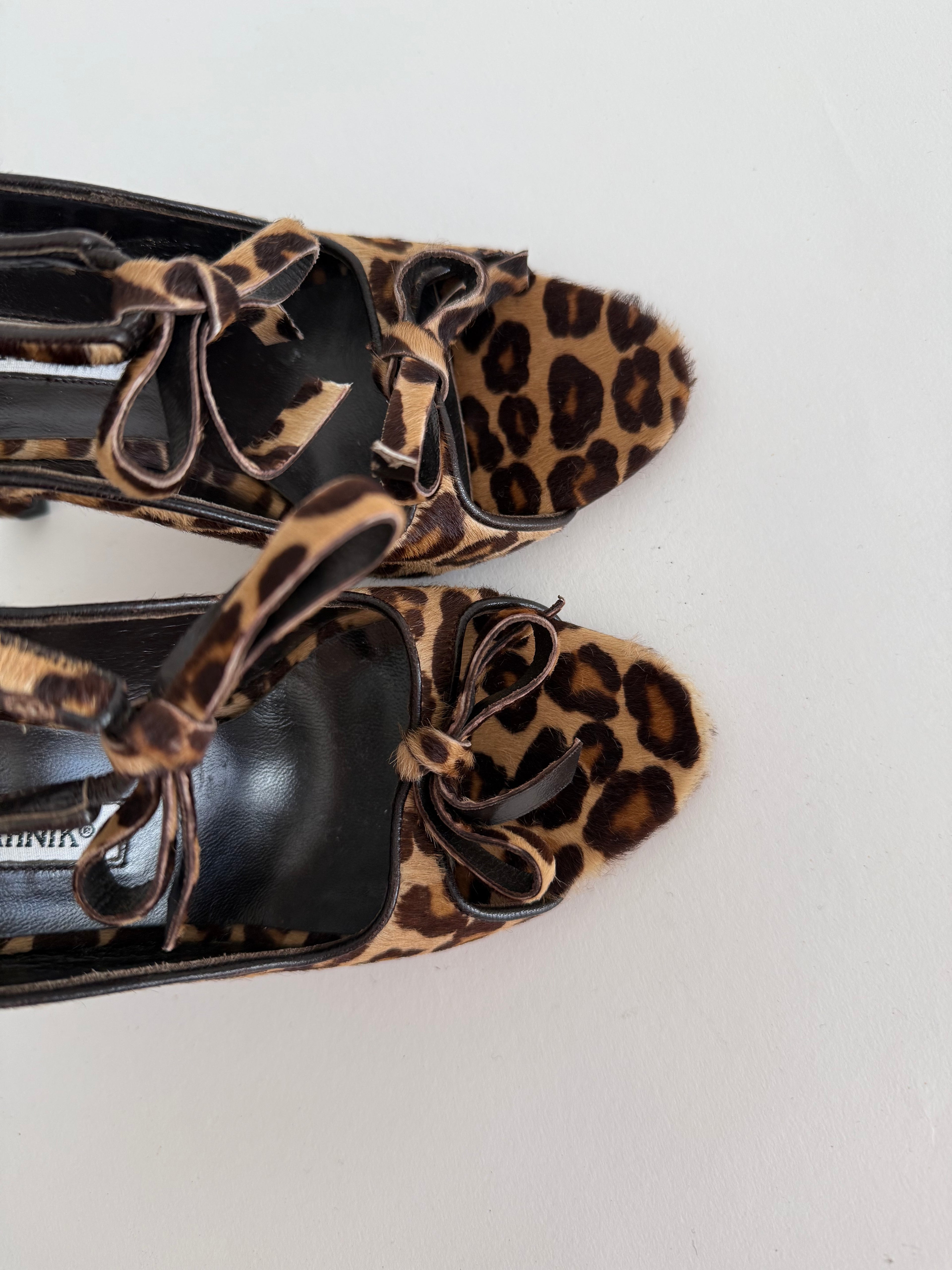 Manolo Blahnik leo heels cavallino