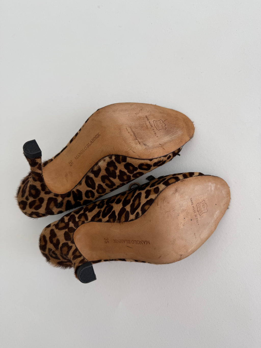 Manolo Blahnik leo heels cavallino
