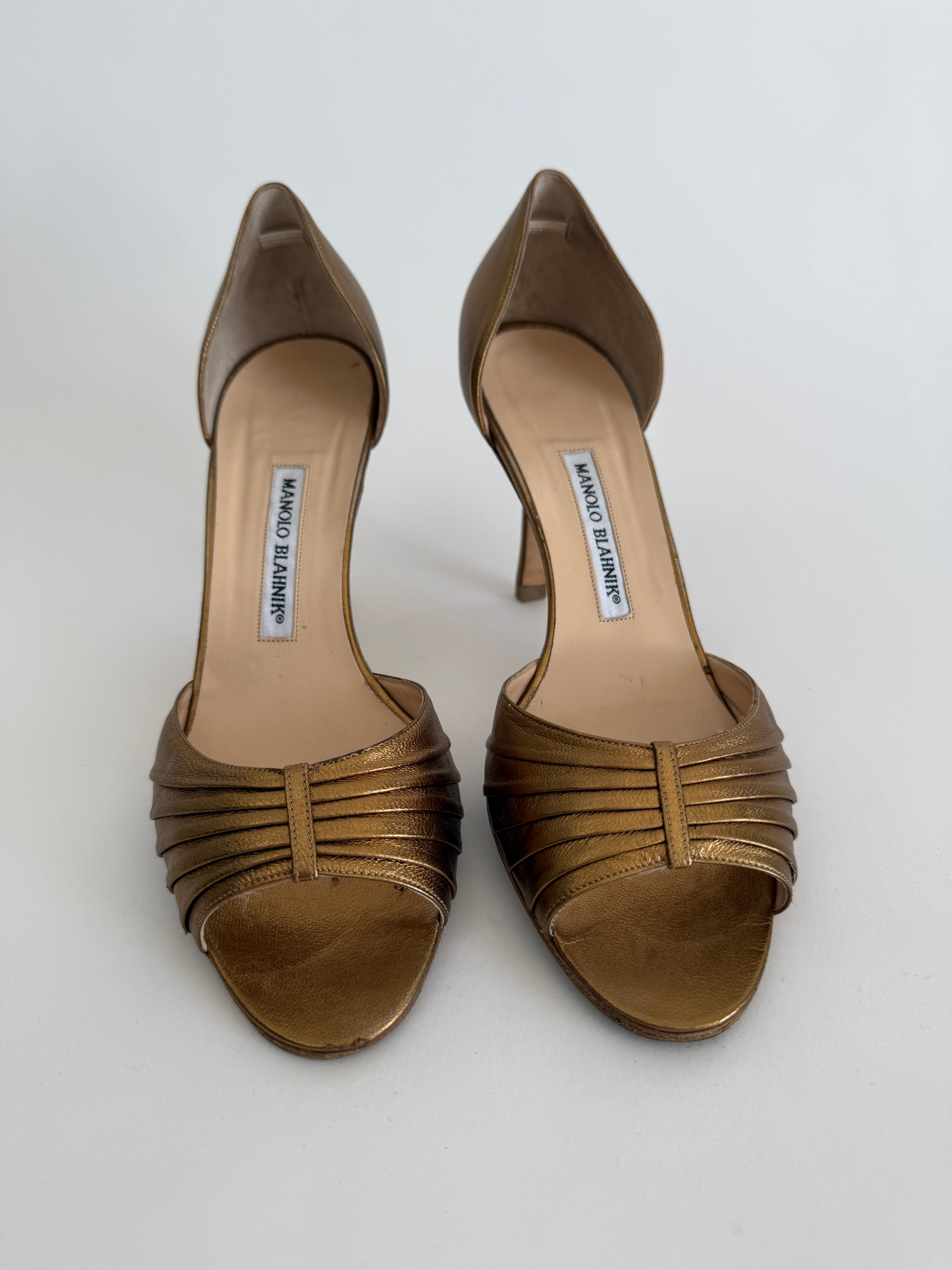 Manolo Blahnik bronze heels