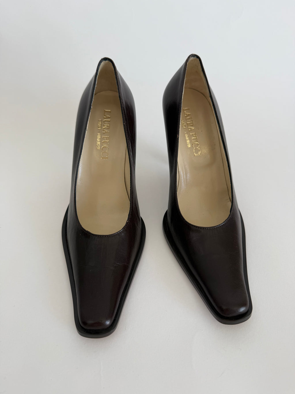 Brown leather heels 90s