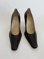 Brown leather heels 90s