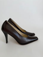 Brown leather heels 90s