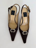 Vintage brown satin pumps