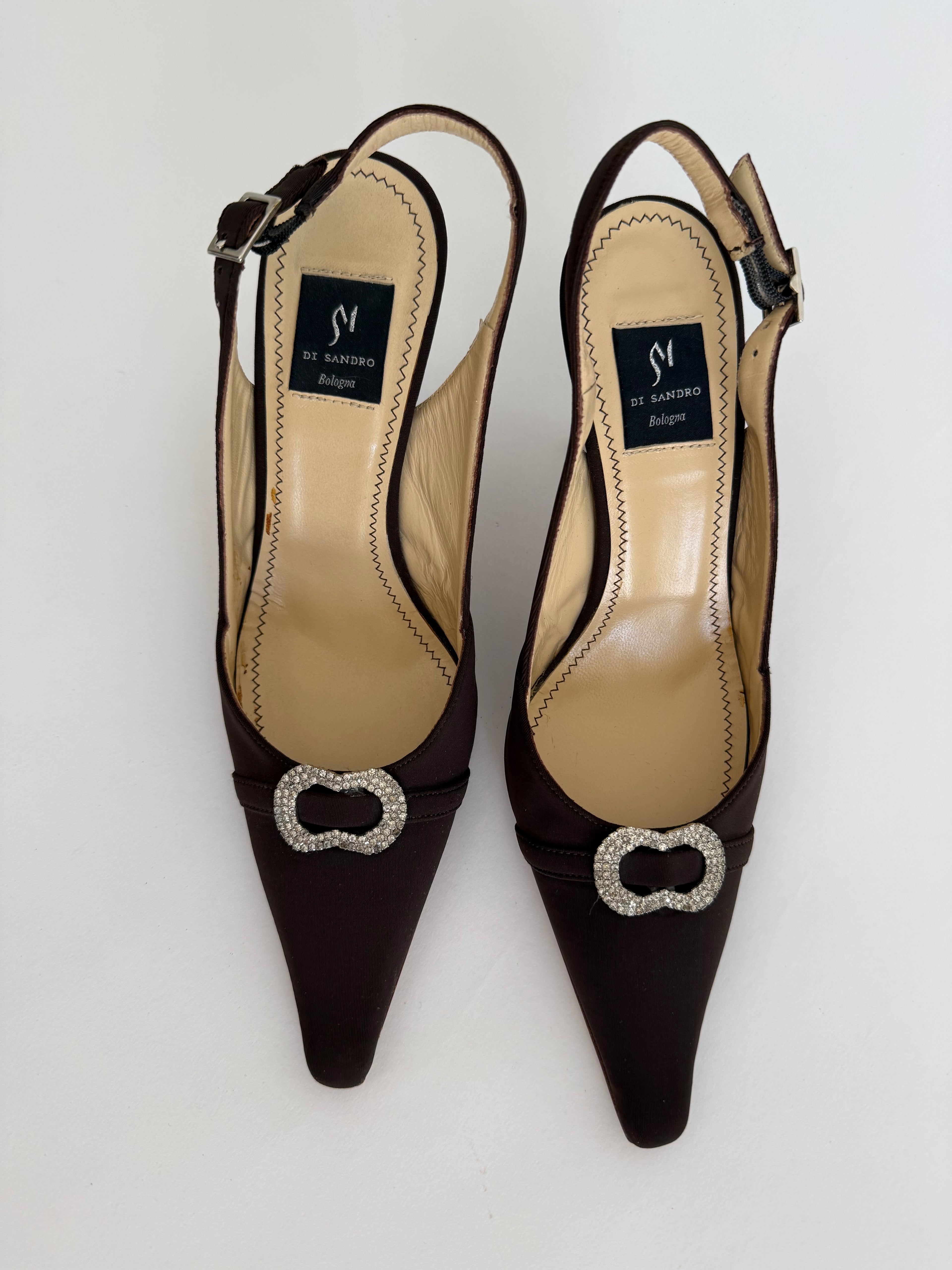 Vintage brown satin pumps