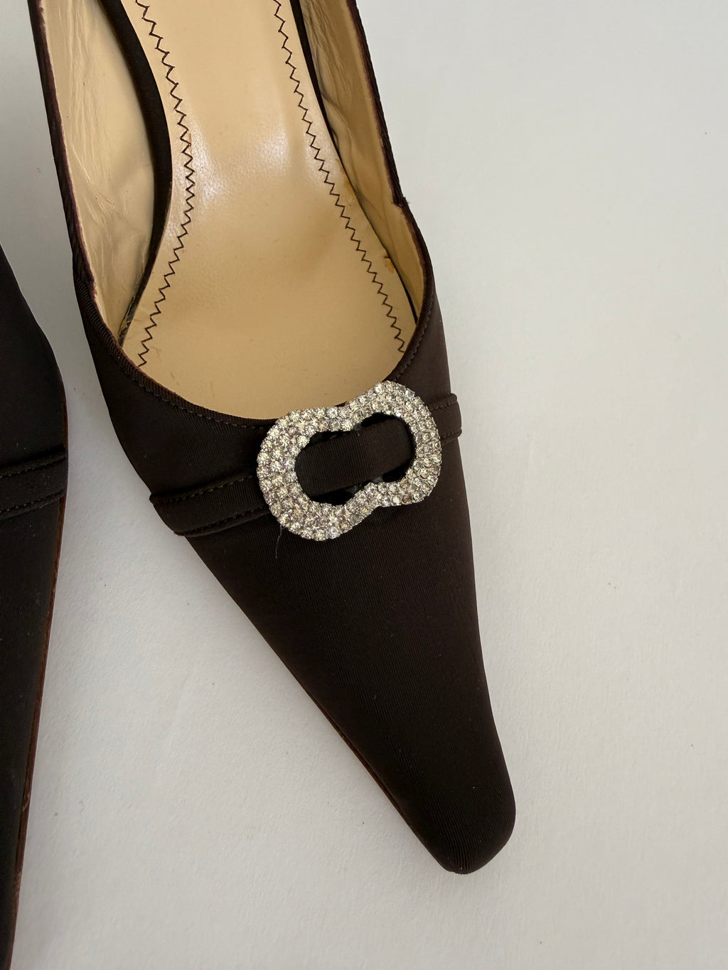 Vintage brown satin pumps