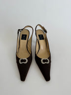 Vintage brown satin pumps