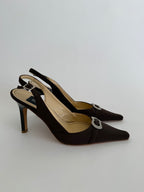 Vintage brown satin pumps