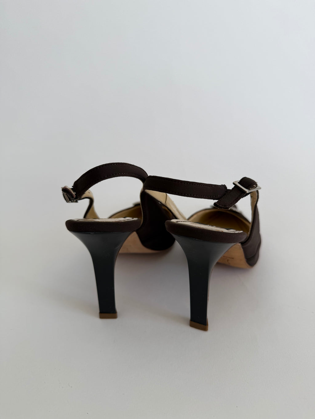 Vintage brown satin pumps