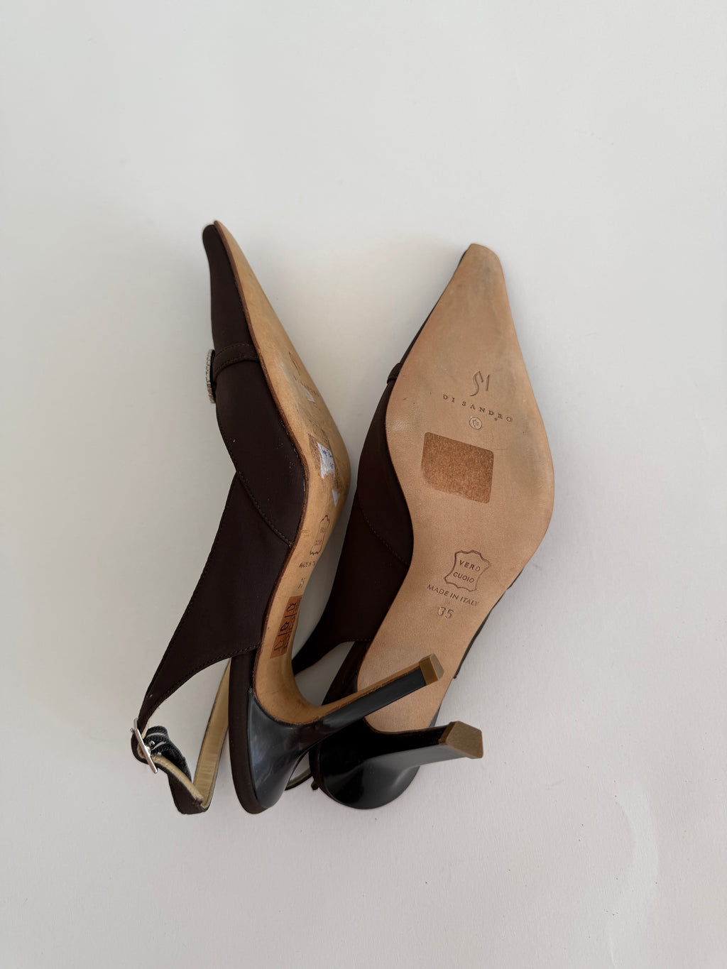 Vintage brown satin pumps