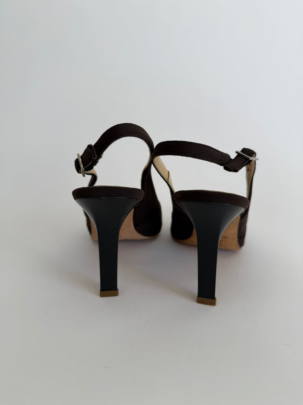 Vintage brown satin pumps