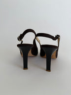 Vintage brown satin pumps