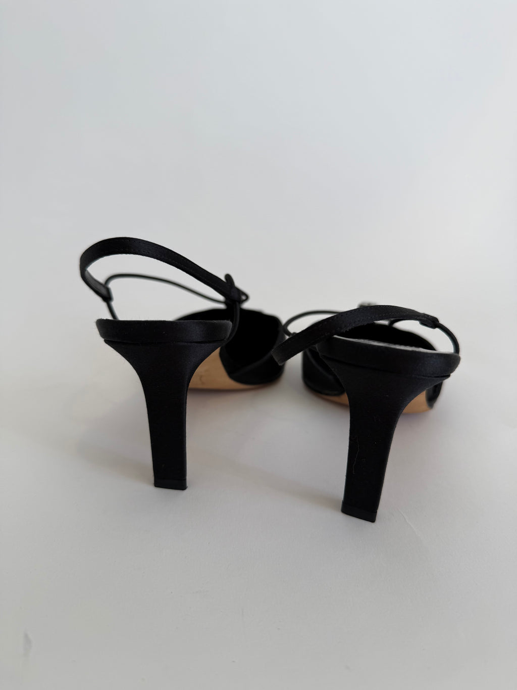 Vintage black silk heels strass