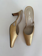 Gold mules leather 90s heels