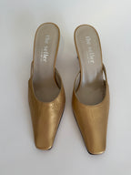 Gold mules leather 90s heels