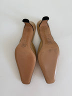 Gold mules leather 90s heels