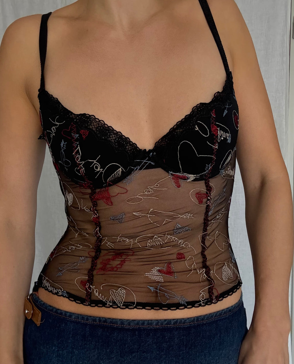 Moschino lingerie bust top embroidered