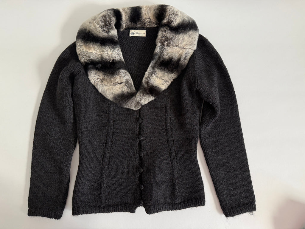 Blumarine FW 2003 cardigan wool fur collar