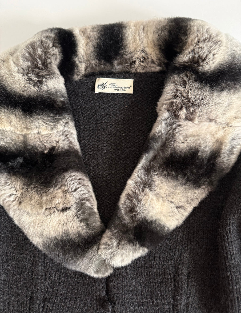 Blumarine FW 2003 cardigan wool fur collar