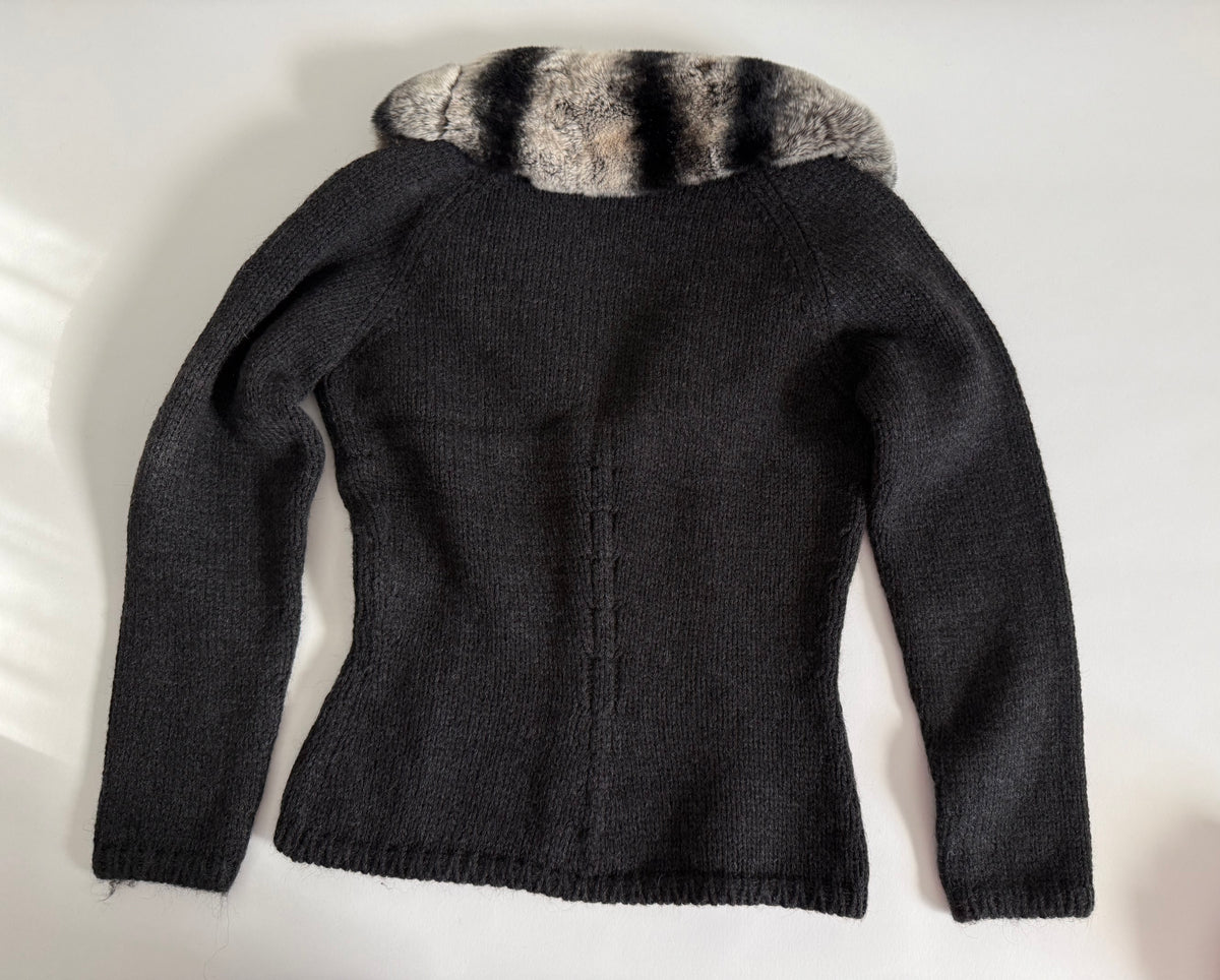 Blumarine FW 2003 cardigan wool fur collar
