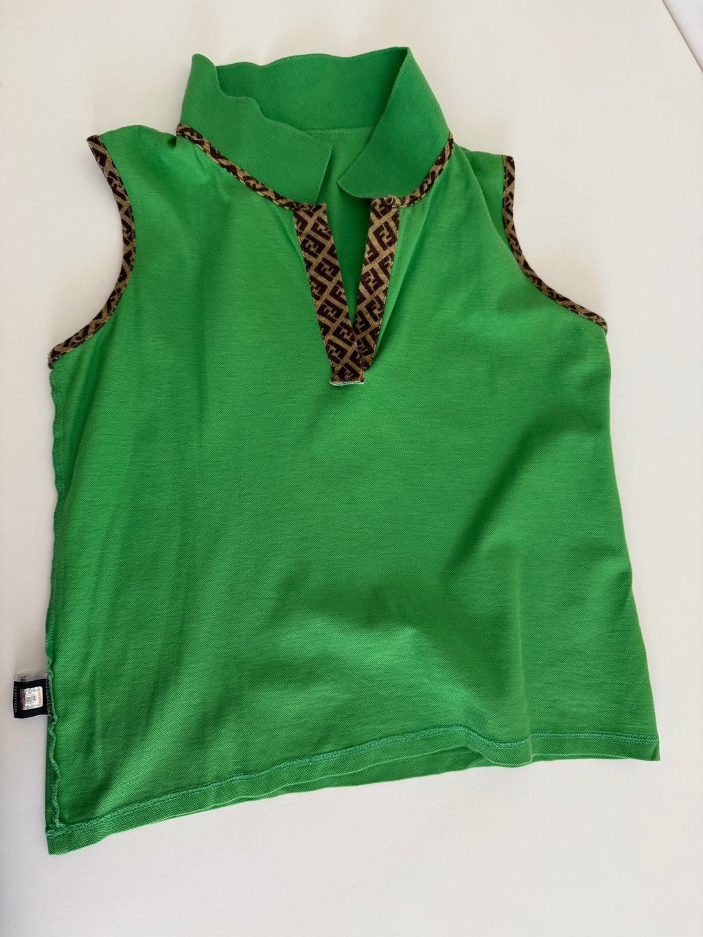 Fendi polo y2k green monogram border