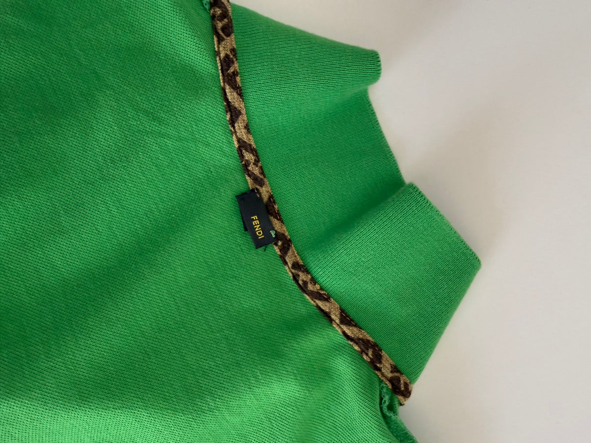 Fendi polo y2k green monogram border