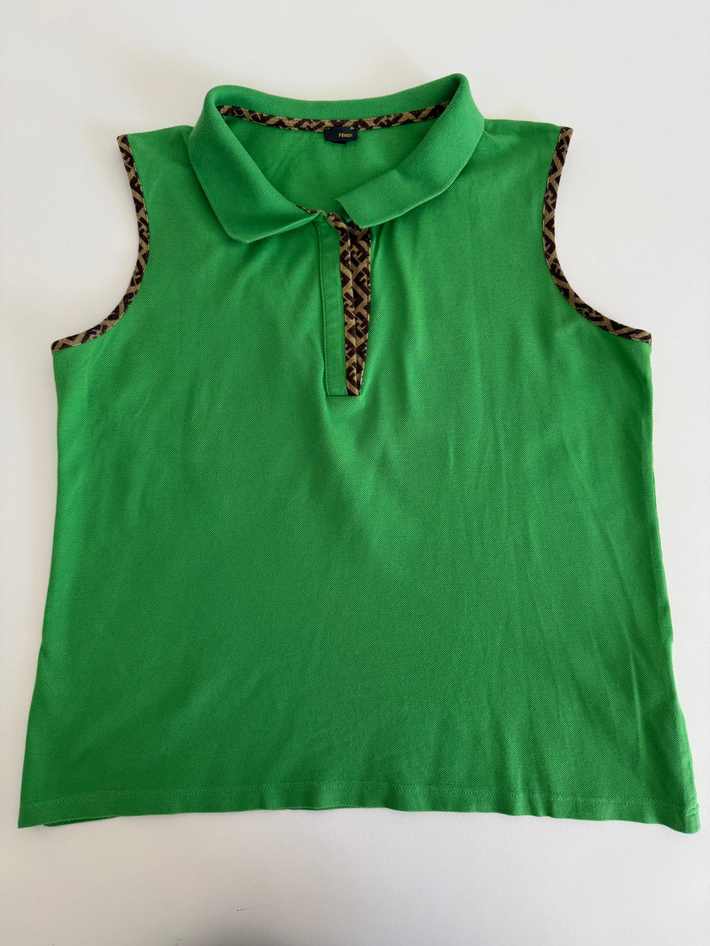 Fendi polo y2k green monogram border