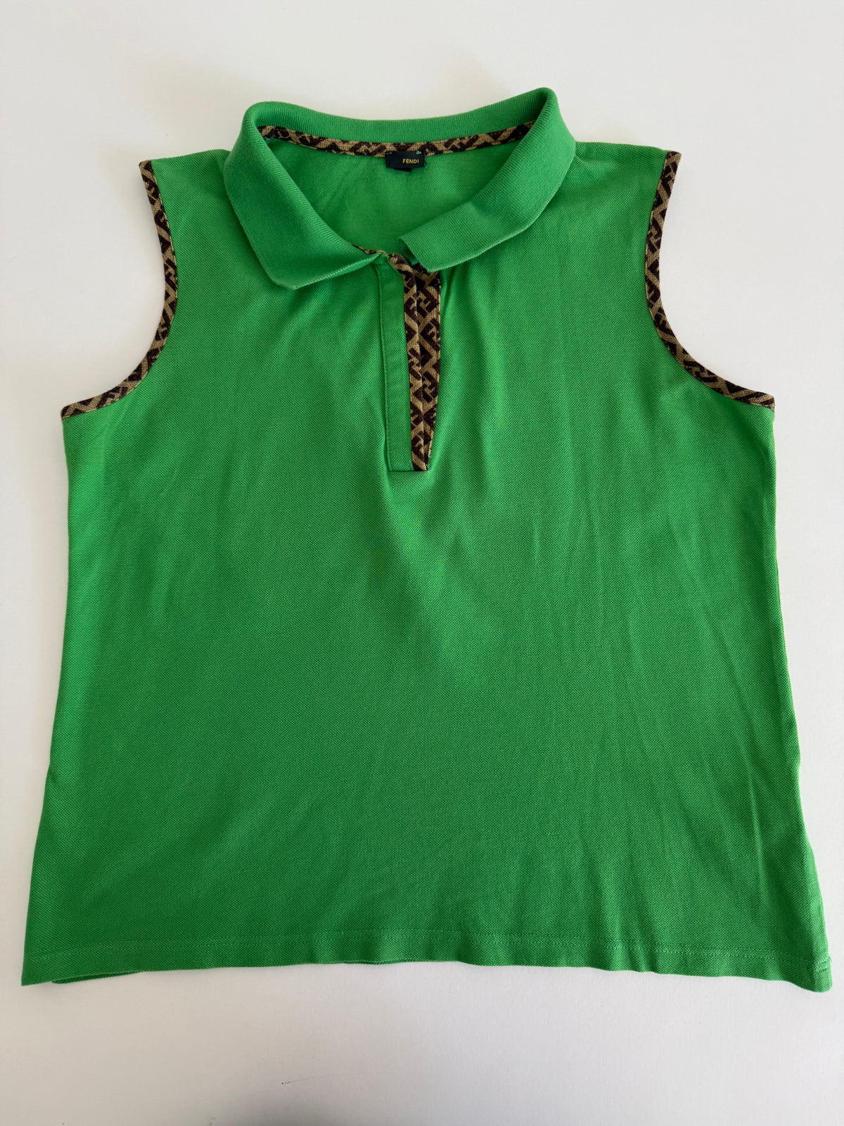 Fendi polo y2k green monogram border
